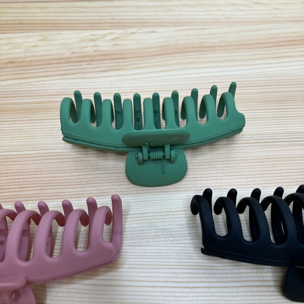 3pc Matte Large Claw Hair Clips Accessories Set Black Dusty Rose Pink Sage Green - Picture 14 of 16